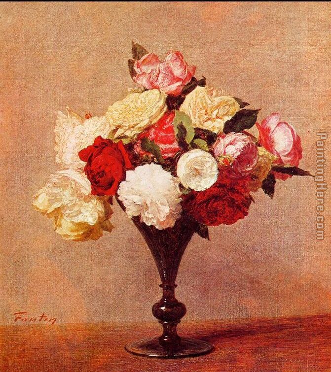 Roses in a Vase I painting - Henri Fantin-Latour Roses in a Vase I art painting